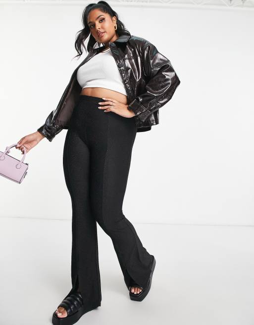 Pieces Curve Pantalon evase fendu devant Noir
