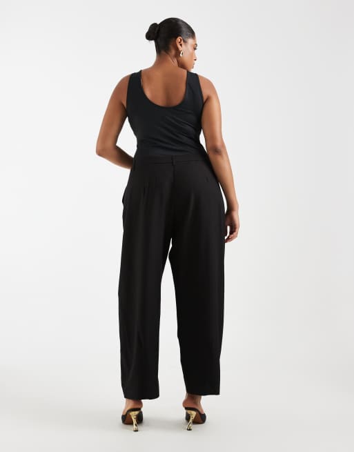 Pieces Curve - pantalones de traje de pernera barrel en negro, parte de un conjunto, 3 de 5