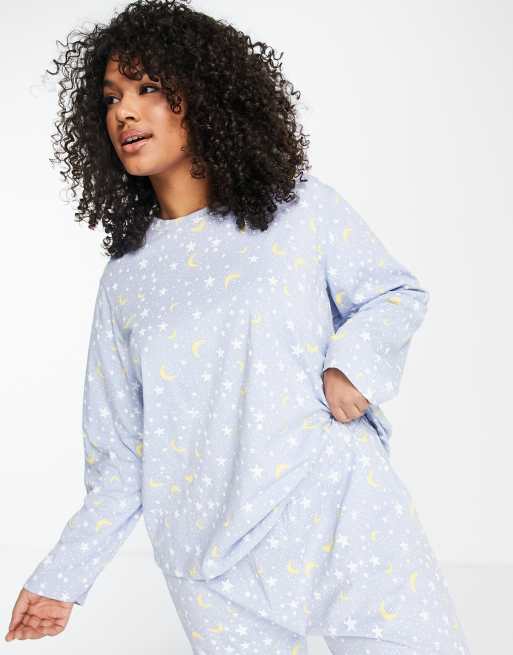 Pieces Curve pyjama set in moon stars print ASOS
