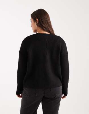 Pieces Plus Pieces Curve Reversable Tie Front Cardigan In Black