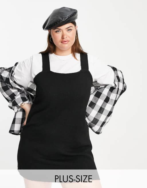 Pieces Curve - Robe chasuble en maille - Noir