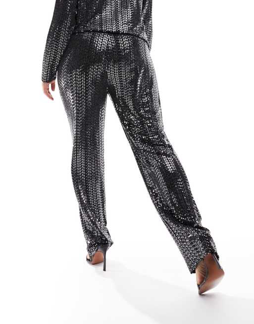 Shape Black Sequin Pants, Curve