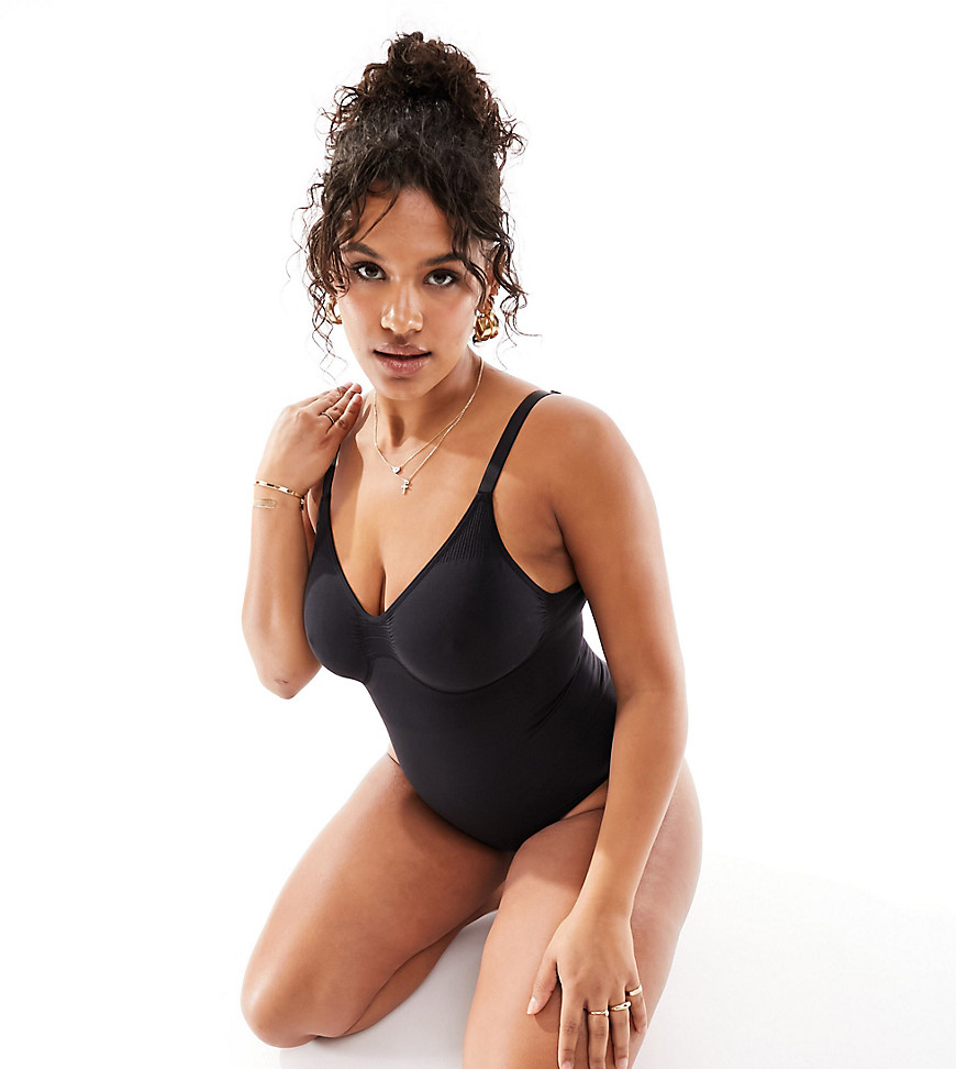 Pieces Curve shaping bodysuit in black