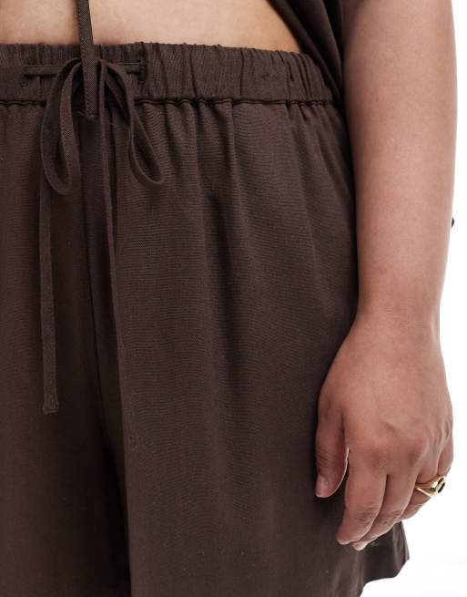 PIECES Curve shorts in chocolate brown (Part of a set), 5 of 5