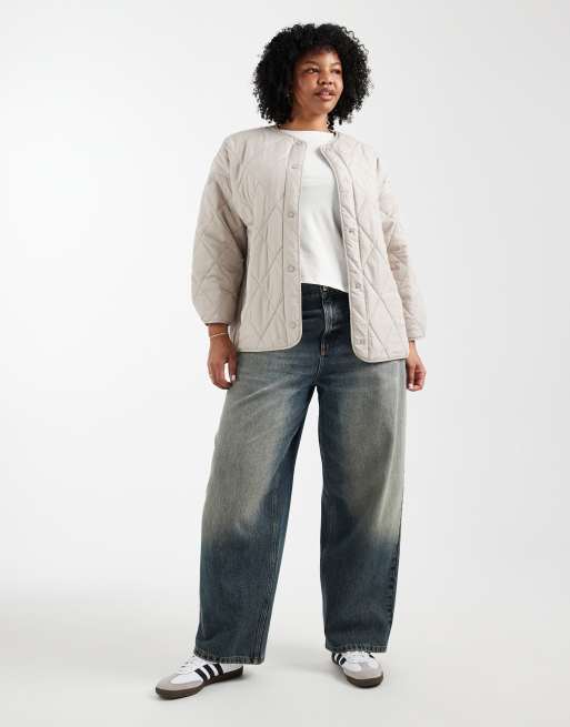 Pieces Curve – Silvergrå, quiltad, lätt jacka, 2 av 4
