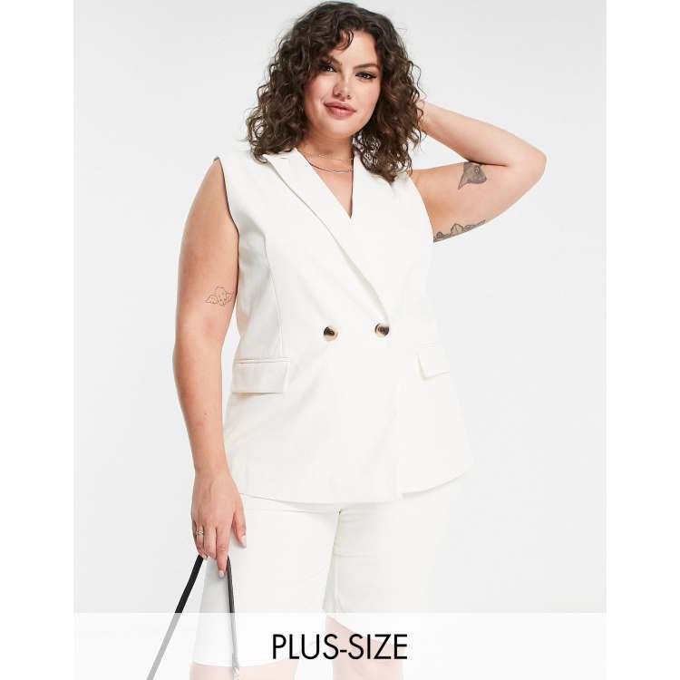 Plus size 2025 sleeveless blazer