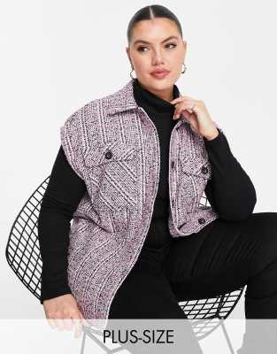 Pieces Curve sleeveless shacket in pink & grey check - ASOS Price Checker