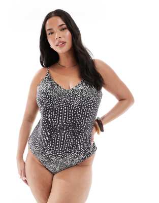 Shop Pieces Plus Pieces Curve Square Neck Swimsuit