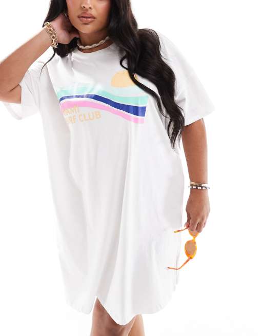 curve club dresses Pieces 'Surf Club' beach T-shirt mini dress in white Purple dress QUANTITY:100 edit:everyday-ease A Pink Bachelorette Party Maxi length Sizing