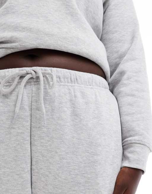 Pieces Curve sweatpants with tie waist in light heather gray - part of a set, 5 of 5