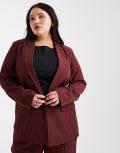 [Pieces Plus] Pieces Curve tailored blazer in burgundy pinstripe (part of a set) 46 Tawny Port PINSTRIPE