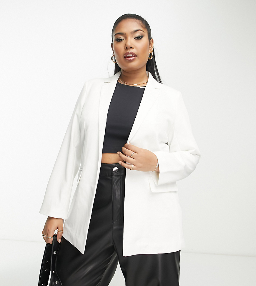 Pieces Curve Tailored Blazer In White