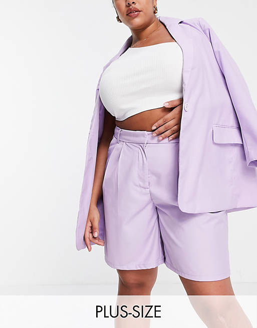 Pieces Curve tailored city shorts co-ord in lilac