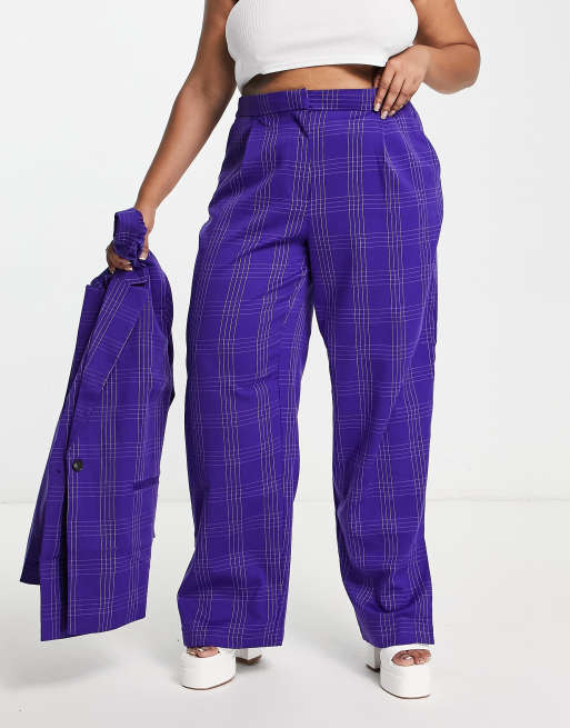 Purple checkered sale trousers