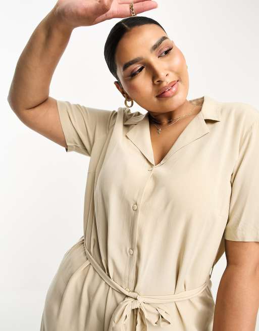 Calvin Klein order Tan Tie Waist Cap Sleeve Shirtdress Size 8