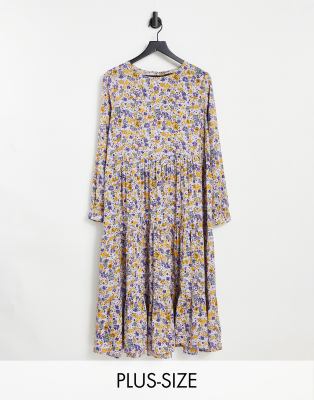 Pieces Plus Pieces Curve Tiered Maxi Dress In Ditsy Floralmulti ModeSens
