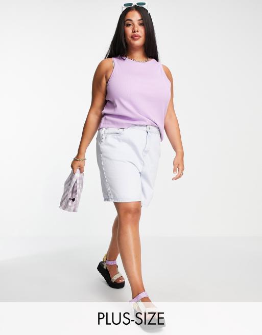 Pieces Curve – Trägertop aus Baumwolle in Flieder - LILAC
