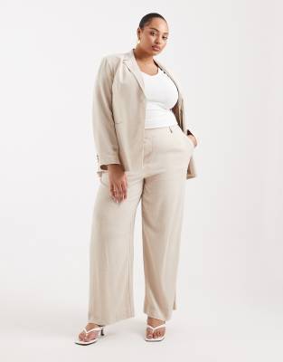 Pieces Plus Pieces Curve Wide Leg Tailored Pants In Multi