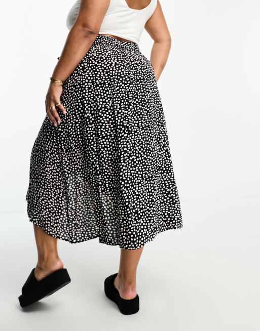 Plus size black 2024 white polka dot skirt