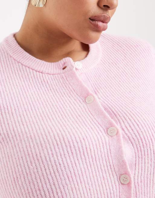 Pieces Curve - Zacht gebreid vest met korte mouwen in rozenroze, 2 van 4