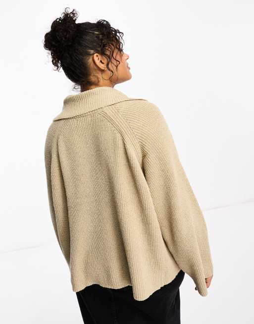 Cream oversized zip hot sale front sweater