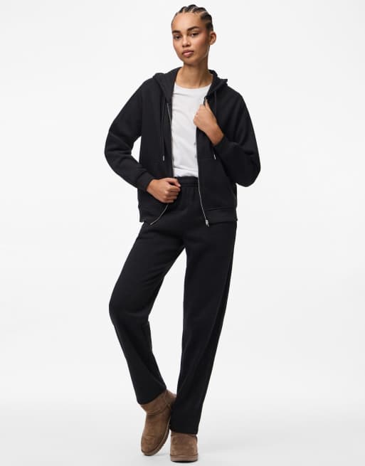 Pieces – Czarna bluza z kapturem zapinana na zamek, 3 z 4