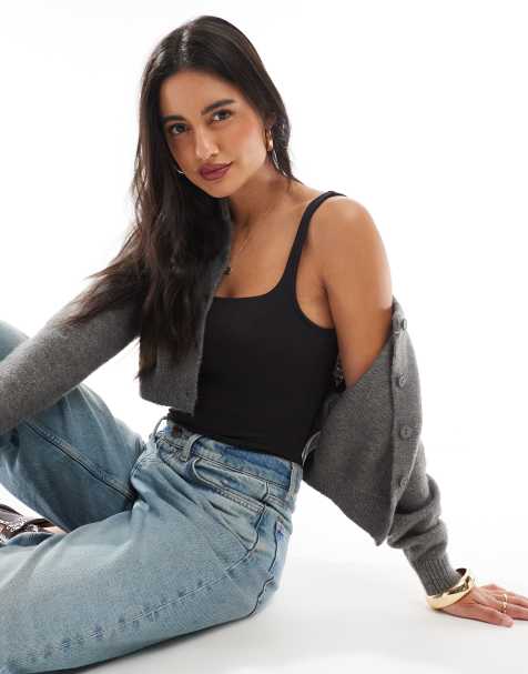 Pieces square neck seamless bodysuit in black