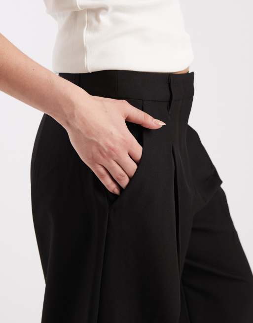 Pieces – Czarne eleganckie spodnie z baryłkowymi nogawkami i średnim stanem, 4 z 5