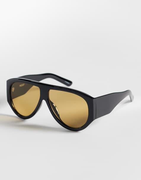 Pieces – Czarne okulary przeciwsłoneczne oversize typu aviator w stylu retro - view 1