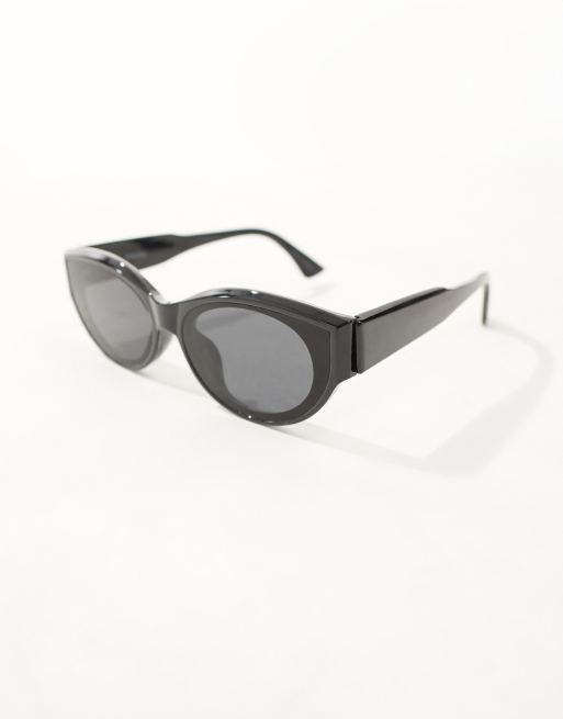 Pieces – Czarne owalne okulary przeciwsłoneczne typu kocie oczy, 3 z 4