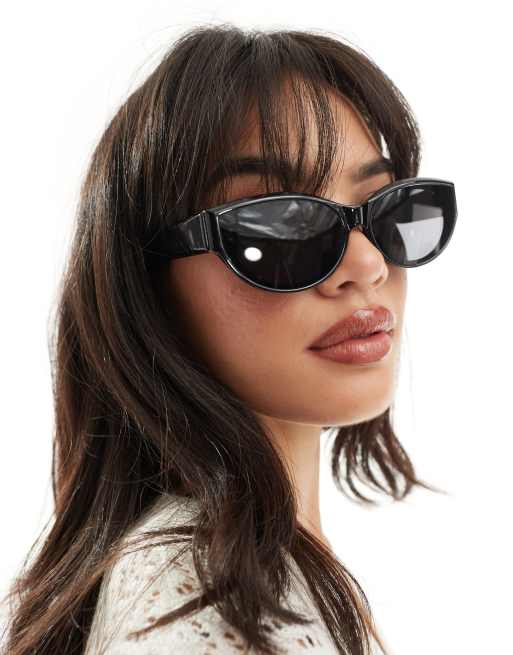 Pieces – Czarne owalne okulary przeciwsłoneczne typu kocie oczy, 4 z 4