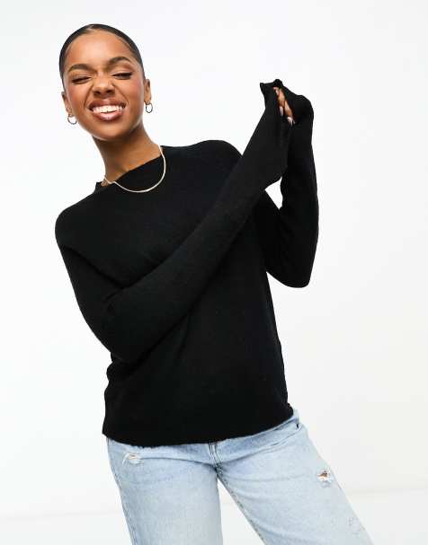 Pieces high neck jumper in black