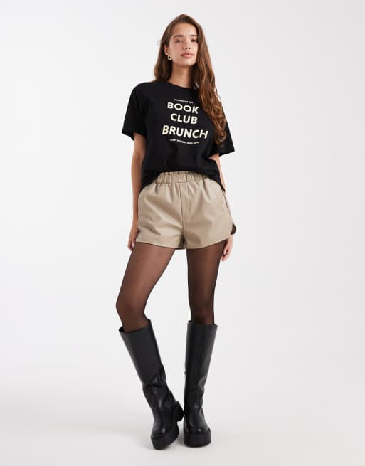 Pieces – Czarny T-shirt z żółtym nadrukiem „Book Club”, 2 z 4