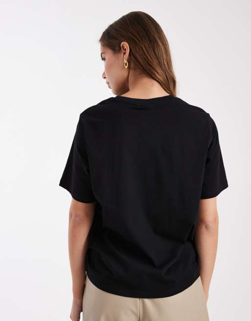 Pieces – Czarny T-shirt z żółtym nadrukiem „Book Club”, 4 z 4