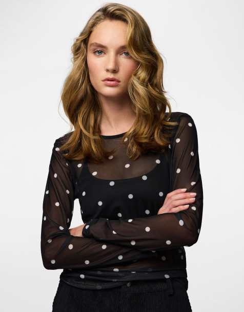 Pieces Long sleeved top in black
