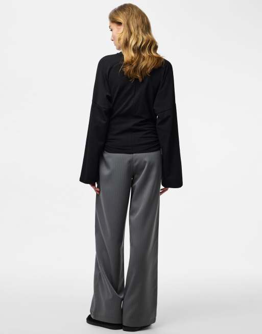 Pieces – Czarny top z długimi rękawami, 2 z 6