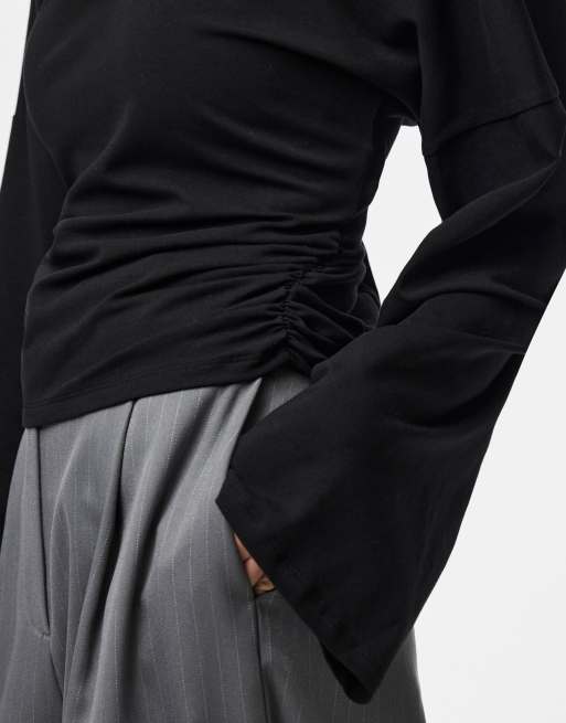 Pieces – Czarny top z długimi rękawami, 4 z 6