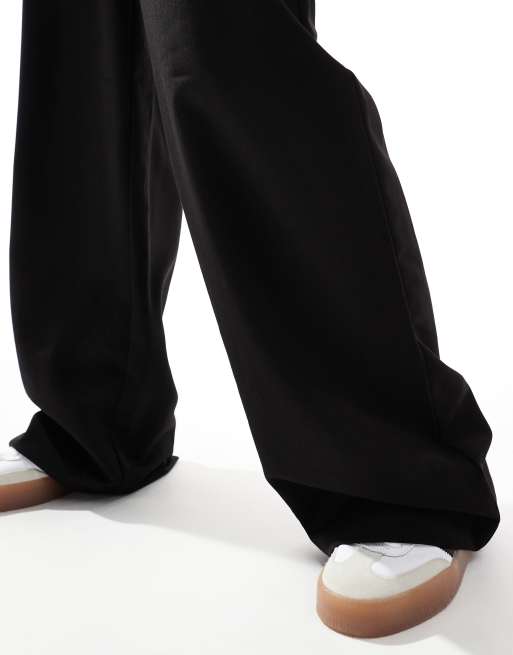 Pieces – Dad-Hose in Schwarz mit weitem Bein und Gürtelschlaufen, Kombiteil, 4 von 5