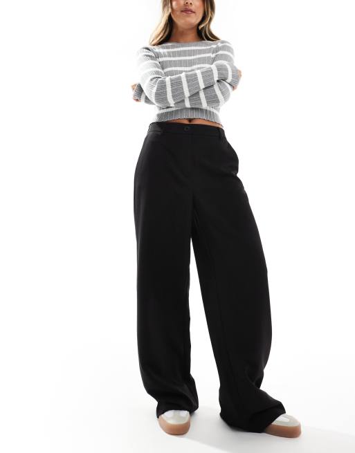 Pieces – Dad-Hose in Schwarz mit weitem Bein und Gürtelschlaufen, Kombiteil, 5 von 5