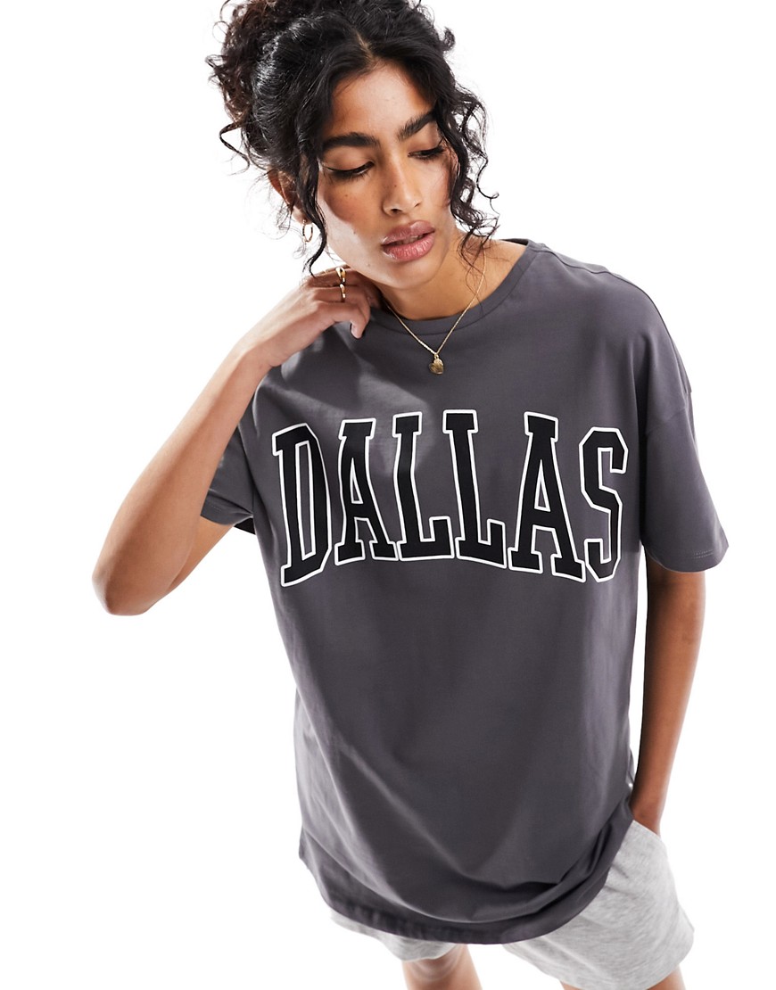 Pieces ’Dallas’ longline t-shirt in grey