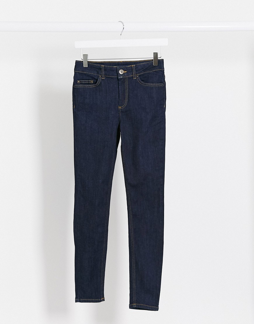 Pieces - Delly - Skinny jeans met hoge taille in donkerblauw