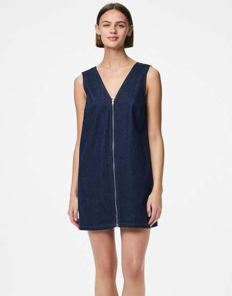 Pieces Denim dress in dark blue denim - view 1