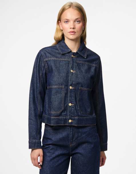 Pieces - Denim jack in donkerblauw denim - view 1