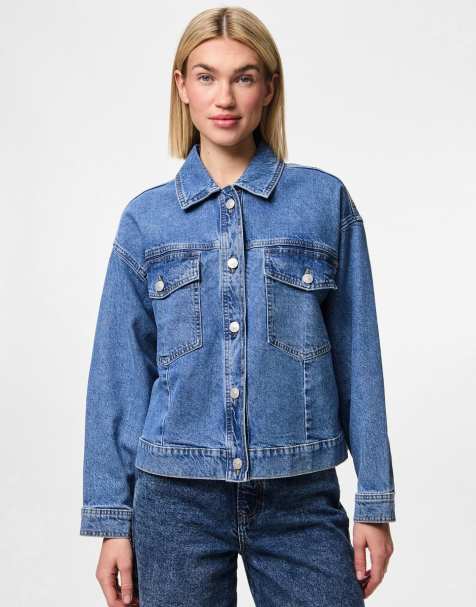 Pieces Denim jacket in medium blue denim - view 1