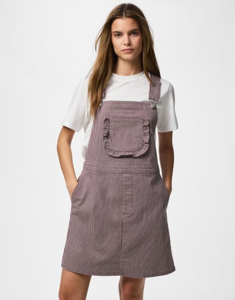 Pieces - Denim jurk in musjesbruin - view 1