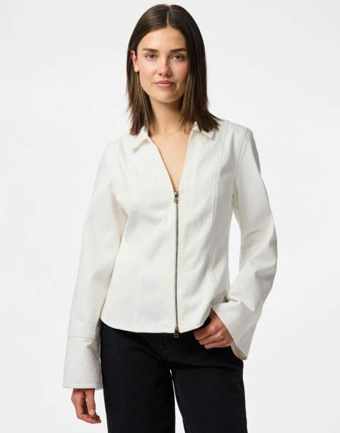 Pieces - Denim overhemd in wit - view 1