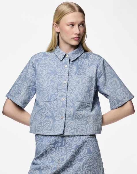 Pieces Denim shirt in light blue - view 1