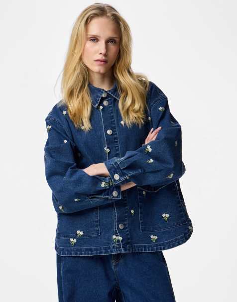 Pieces Denim shirt in medium blue denim - view 1