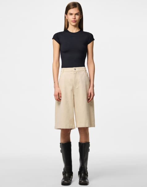 Pieces Denim shorts in beige denim - view 1