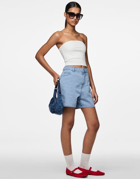 Pieces - Denim shorts in lichtblauw - view 1